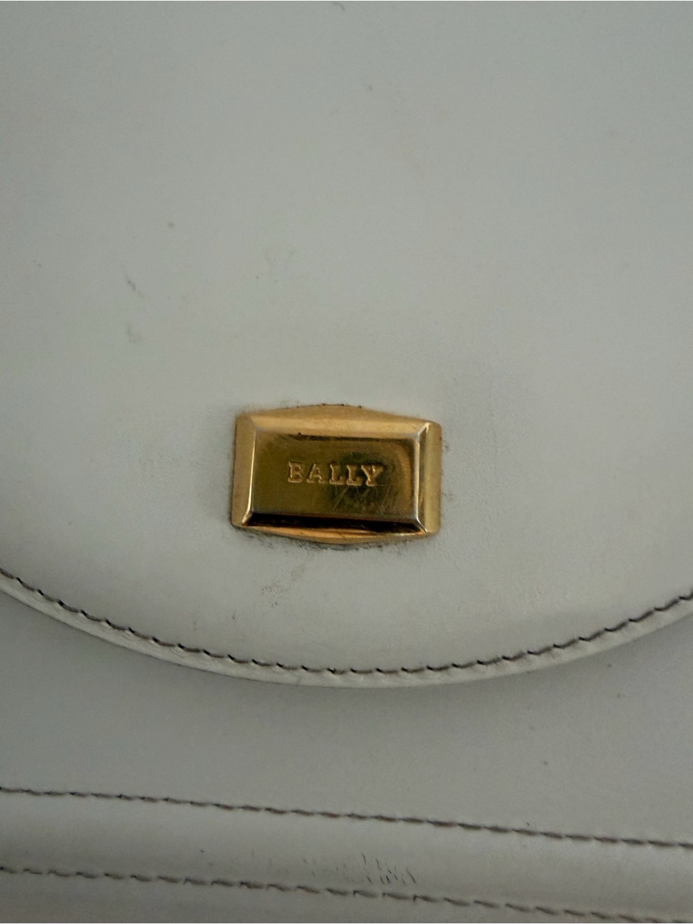 White Leather Bally Crossbody Bag with Gold Hardware - Picture 5 of 10